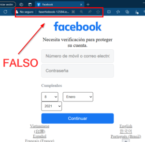Robo de páginas de Facebook